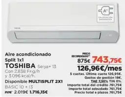 El Corte Inglés TOSHIBA Aire acondicionado Split 1x1 oferta