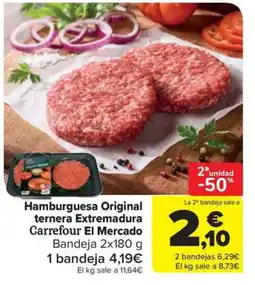 Carrefour Market Hamburguesa Original ternera Extremadura Carrefour El Mercado oferta