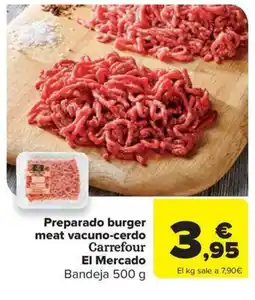 Carrefour Market Preparado burger meat vacuno-cerdo Carrefour El Mercado oferta