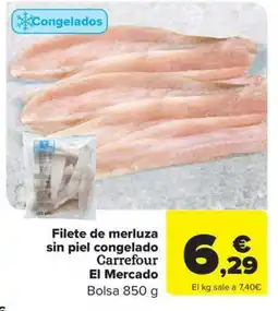 Carrefour Market Filete de merluza sin piel congelado Carrefour El Mercado oferta
