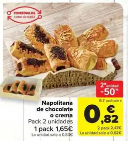Carrefour Market Napolitana de chocolate o crema oferta