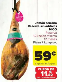 Carrefour Market NICO Jamón serrano Reserva sin aditivos oferta