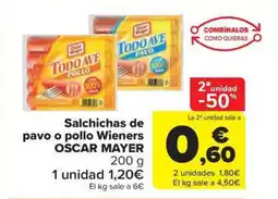 Carrefour Market OSCAR MAYER Salchichas de pavo o pollo Wieners oferta