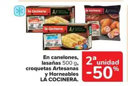 Carrefour Market LA COCINERA En canelones, lasañas croquetas Artesanas y Horneables oferta