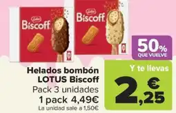 Carrefour Market LOTUS Helados bombón Biscoff oferta