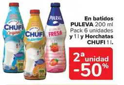 Carrefour Market CHUFI y PULEVA En batido Pack 6 unidades y Horchatas oferta