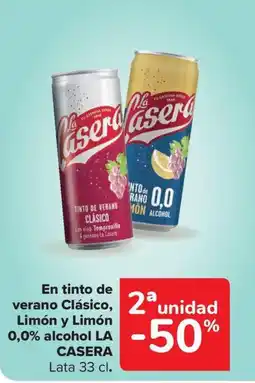 Carrefour Market LA CASERA En tinto de verano Clásico Limón y Limón 0,0% alcohol oferta
