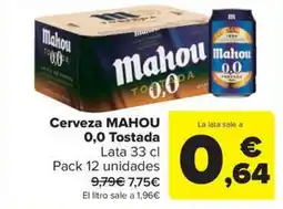Carrefour Market MAHOU Cerveza 0,0 Tostada oferta