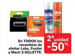 Carrefour Market GILLETTE En todos los recambios de afeitar labs, fusión y mach 3 oferta