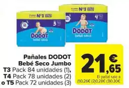 Carrefour Market DODOT Pañales Bebé Seco Jumbo oferta