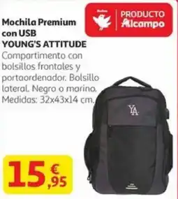 Alcampo YOUNG'S ATTITUDE Mochila Premium con USB oferta