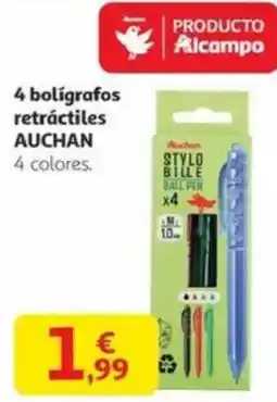 Alcampo AUCHAN 4 bolígrafos retráctiles oferta