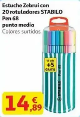 Alcampo STABILO Estuche Zebrui con 20 rotuladores Pen 68 punta media oferta