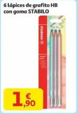 Alcampo STABILO 6 lápices de grafito HB con goma oferta