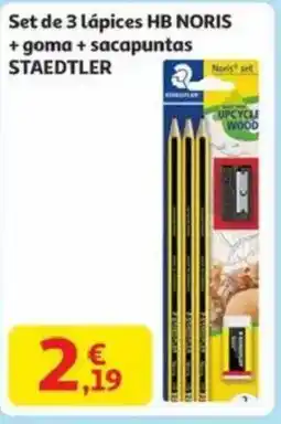 Alcampo STAEDTLER Set de 3 lápices hb noris + goma + sacapuntas oferta