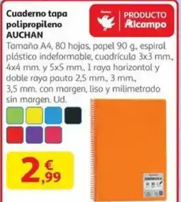 Alcampo AUCHAN Cuaderno tapa polipropileno oferta