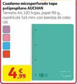 Alcampo AUCHAN Cuaderno microperforado tapa polipropileno oferta