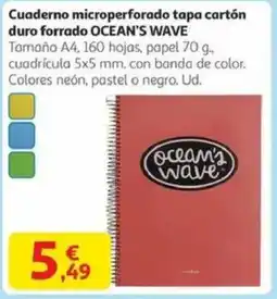 Alcampo OCEAN'S WAVE Cuaderno microperforado tapa cartón duro forrado oferta