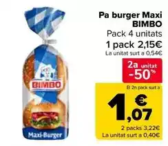 Carrefour Bimbo - pan burger maxi oferta