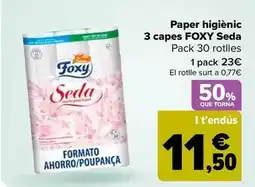 Carrefour Foxy - papel higiénico 3 capas seda oferta