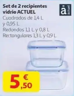 Alcampo ACTUEL Set de 2 recipientes vidrio oferta
