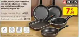 Alcampo MONIX Sartén, asador, wok o freidora con cestillo aluminio forjado con antiadherente bicapa modelo Fuego oferta