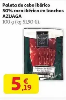 Alcampo AZUAGA Paleta de cebo ibérico 50% raza ibérica en lonchas oferta