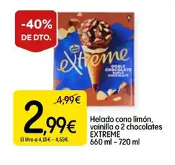 Dialprix EXTREME Helado cono limón, vainilla o 2 chocolates oferta