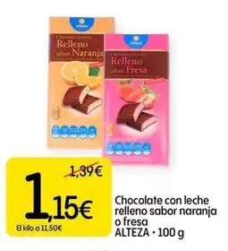 Dialprix ALTEZA Chocolate con leche relleno sabor naranja o fresa oferta