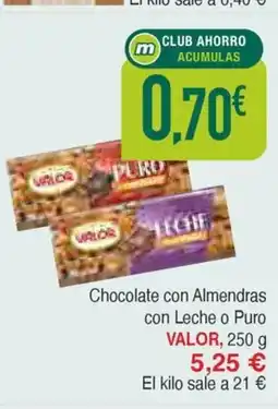Masymas VALOR Chocolate con Almendras con Leche o Puro oferta