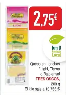 Masymas TRES OSCOS Queso en Lonchas Light Tierno o Bajo ensal oferta