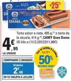 E.Leclerc Camy - tarta sabor a nata oferta