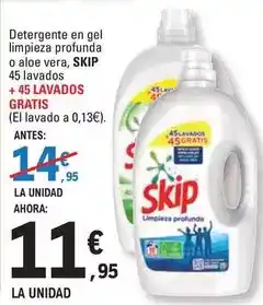 E.Leclerc Skip - detergente en gel limpieza profunda o aloe vera oferta