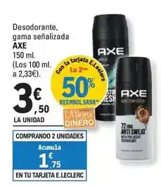 E.Leclerc Axe - desodorante, gama señalizada oferta