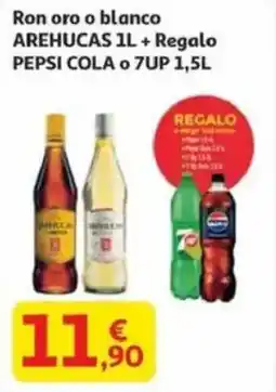 Alcampo Ron oro o blanco arehucas 1l + regalo pepsi cola o 7up oferta