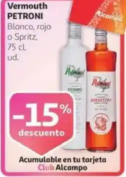 Alcampo PETRONI Vermouth blanco rojo o Spritz oferta