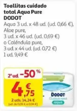 Alcampo DODOT Toallitas cuidado total Aqua Pure oferta