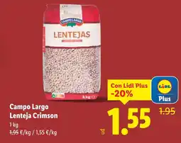 Lidl CAMPO LARGO Lenteja Crimson oferta