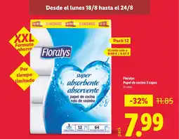 Lidl FLORALYS Papel de cocina 3 capas oferta
