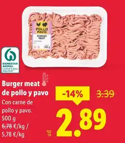 Lidl Burger meat de pollo y pavo oferta