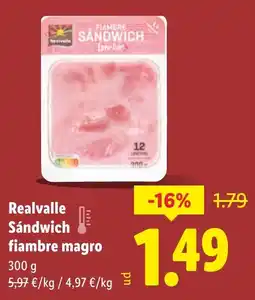 Lidl REALVALLE Sándwich fiambre magro oferta