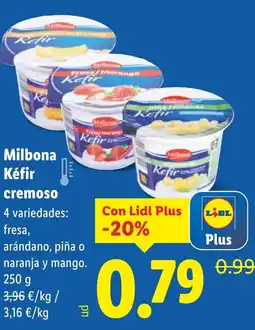 Lidl MILBONA Kéfir cremoso oferta