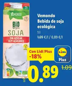 Lidl VEMONDO Bebida de soja ecológica oferta