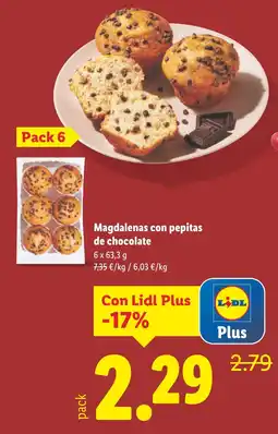 Lidl Magdalenas con pepitas de chocolate oferta