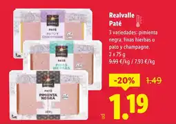 Lidl REALVALLE Paté oferta