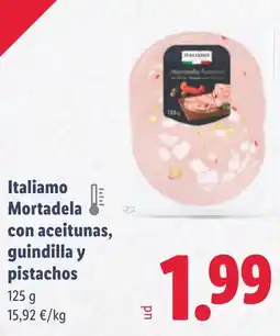 Lidl ITALIAMO Mortadela con aceitunas, guindilla y pistachos oferta