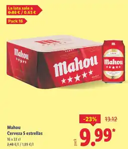 Lidl MAHOU Cerveza 5 estrellas oferta