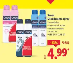 Lidl SANEX Desodorante spray oferta