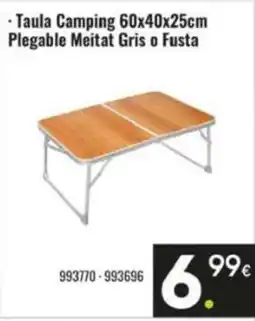 Family Cash Taula camping 60x40x25cm indiana verdoor plegable meitat gris o fusta oferta