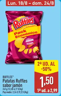 ALDI RUFFLES Patatas Ruffles sabor jamón oferta